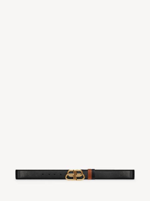 BALENCIAGA Men's Bb Reversible Belt In Grained Calfskin in Black