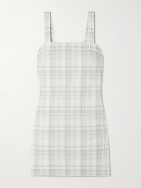 Theory Checked Cotton And Linen-blend Mini Dress