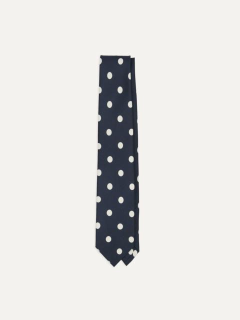 Drake's Black Large Polka Dot Silk Self-Tipped Tie