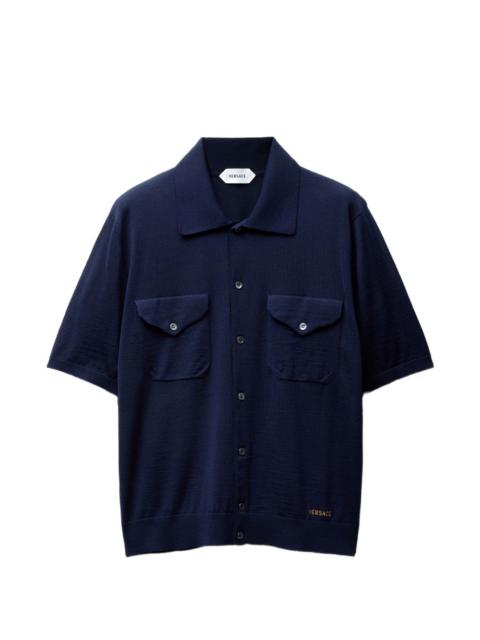 VERSACE embroidered wool knit shirt