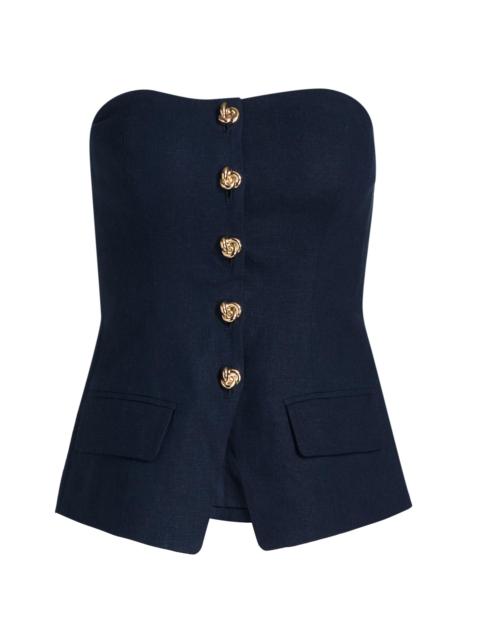 GENERATION LOVE Women's Quinn Linen-Blend Bustier Top - French Navy