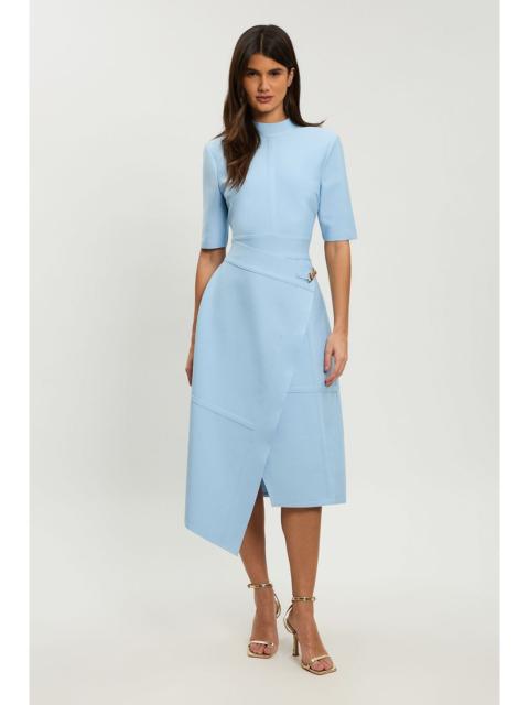 KAREN MILLEN Petite Figure Form Bandage Asymmetric Knit Midi Dress