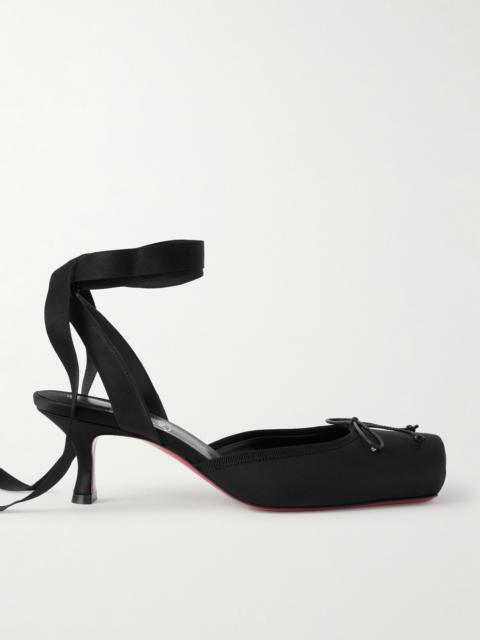 Christian Louboutin Cassia 55 Bow-detailed Grosgrain-trimmed Satin Pumps