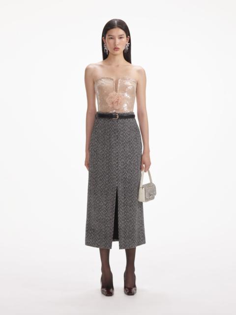 self-portrait Champagne Sequin Top