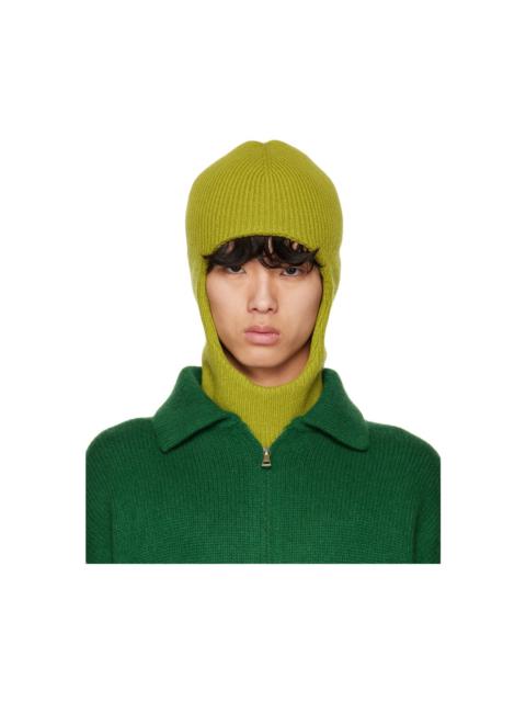 The Elder Statesman Green Ribbed Balaclava