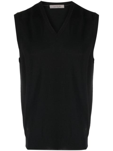 CORNELIANI logo-embroidered fine-knit vest