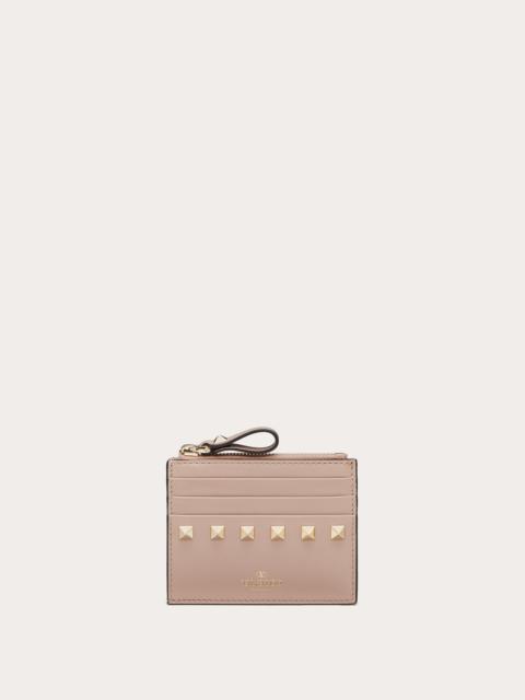 Valentino ROCKSTUD CALFSKIN CARDHOLDER WITH ZIPPER