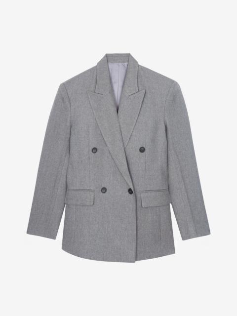 The Frankie Shop Vallsta Double-Breasted Blazer - Grey Melange