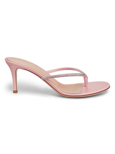 Gianvito Rossi Women's India 70MM Rhinestone-Embellished Metallic Leather Sandals - Sakura