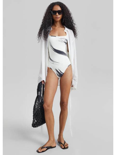 Loulou de Saison Loulou de Saison Bianca Printed Swimsuit - Ivory/Black