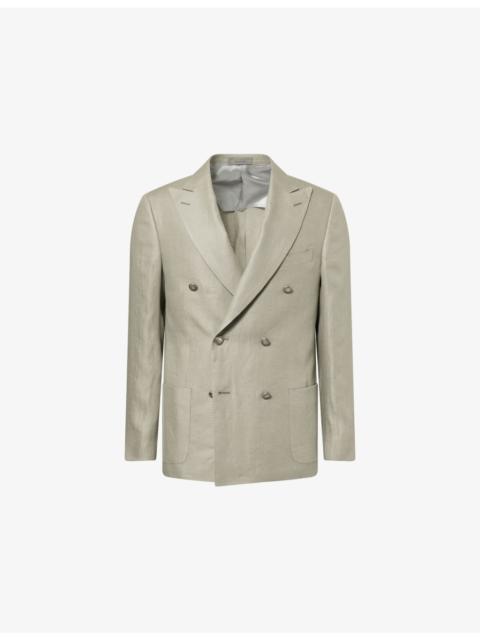 CORNELIANI Double-Breasted Peak-Lapel Linen Jacket