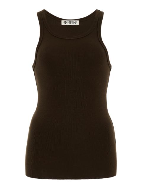 ÉTERNE High-Neck Stretch Cotton-Modal Tank Top green