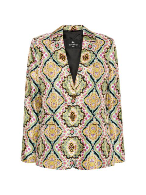 floral-print silk blazer