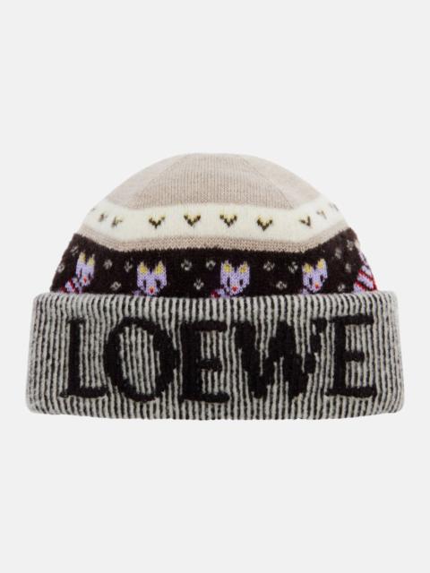 Loewe Logo wool-blend beanie