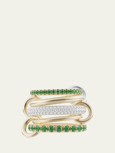Spinelli Kilcollin Chloe Vert Five Linked Ring with Diamonds and Emeralds
