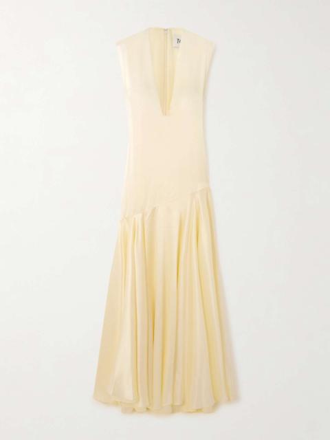 TOVE Edan pleated silk-satin gown Yellow