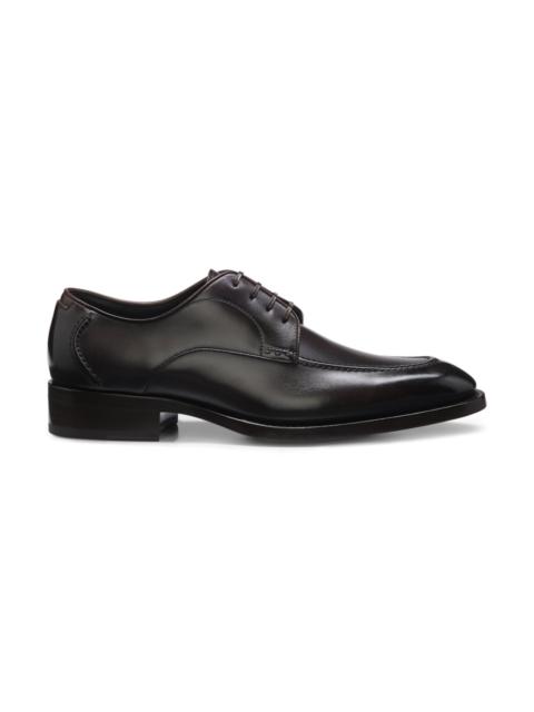 BOSS BRUSHED-LEATHER DERBY SHOES WITH LEATHER SOLE