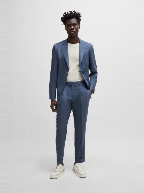 BOSS SLIM-FIT SUIT IN PATTERNED VIRGIN WOOL AND SILK