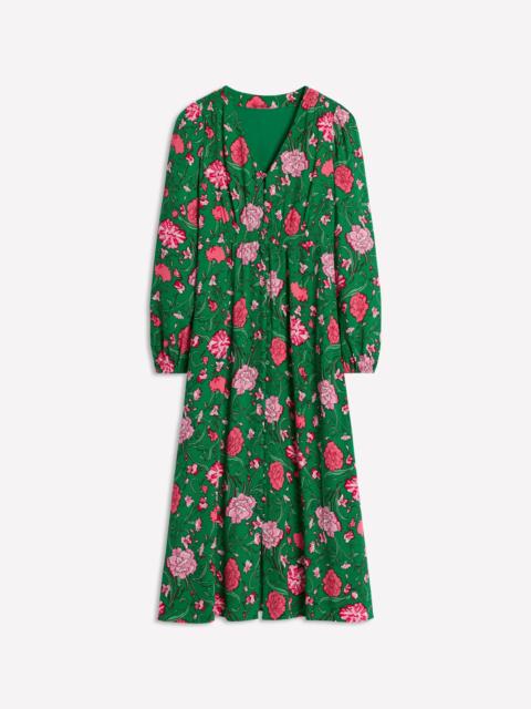 BODEN Cynthia Button Tea Dress-Rich Emerald, Carnation Vine