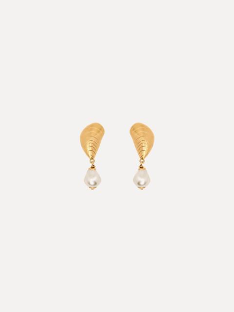 Oscar de la Renta MUSSEL PEARL DROP CLIP-ON EARRINGS