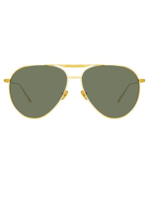 LINDA FARROW CARTER AVIATOR SUNGLASSES IN YELLOW GOLD
