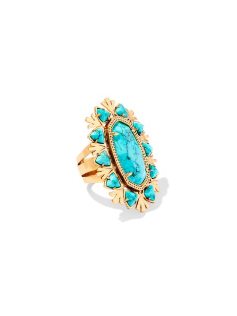 KENDRA SCOTT Havana Vintage Gold Cocktail Ring in Variegated Turquoise Magnesite