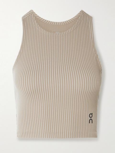On All-day Cropped Striped Ribbed Stretch Recycled Tank