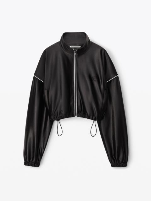 Alexander Wang cropped track jacket in satin jersey