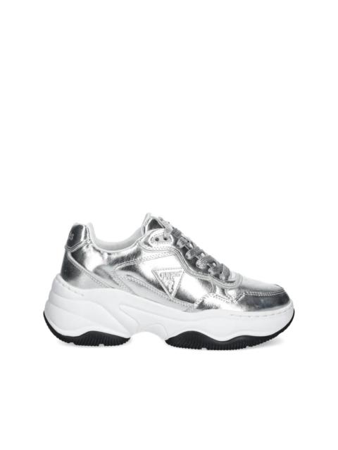 GUESS USA Hapyy metallic-effect leather chunky sneakers