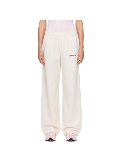 Sporty & Rich Off-White Signature Logo Embroidered Wide Sweatpants