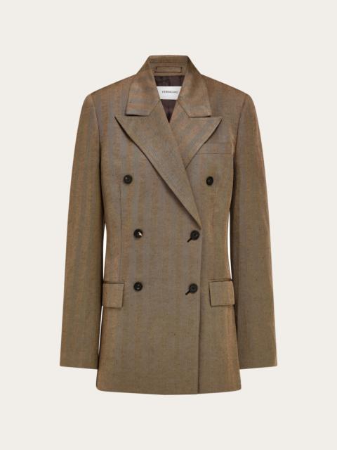 FERRAGAMO Double breasted linen blend blazer