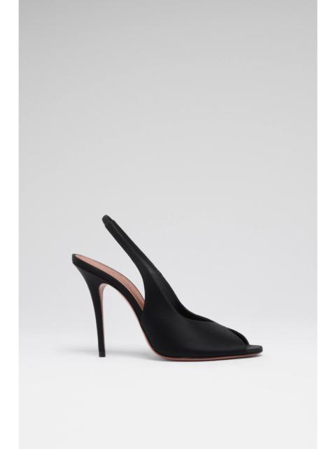 Amina Muaddi KRISTINA SLING 105 BLACK SATIN