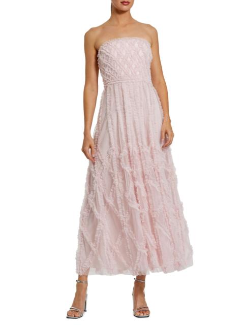 MAC DUGGAL Women's Cocktail Ruffled Mesh Strapless Gown - Blush