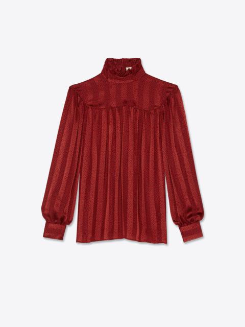 SAINT LAURENT spotted blouse in shiny and matte striped silk