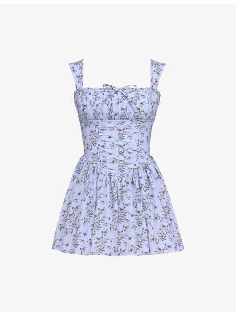 House of CB Ophelia Floral-Print Chiffon Mini Dress