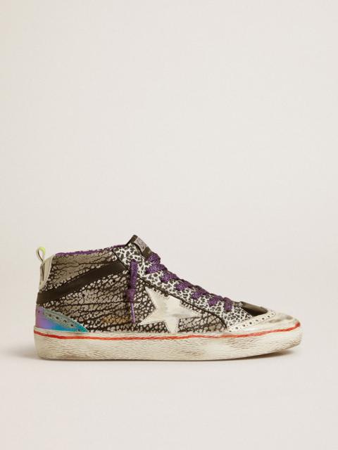 Golden Goose Women’s Mid Star LAB in animal-print leather with a white star