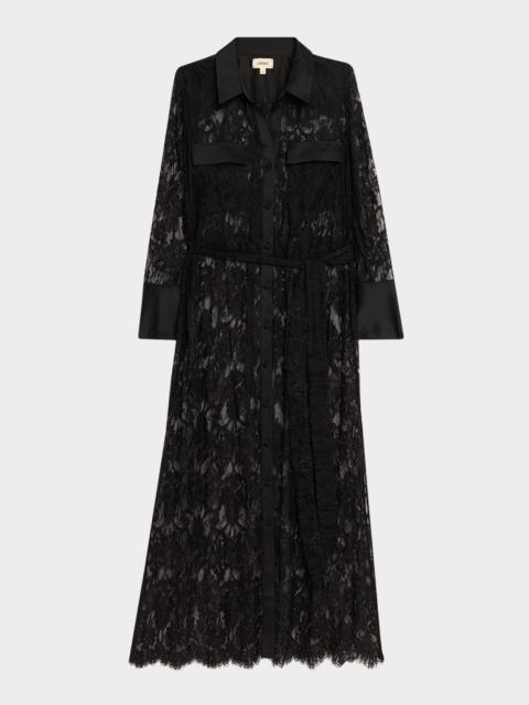 L'AGENCE Leora Lace Maxi Shirtdress