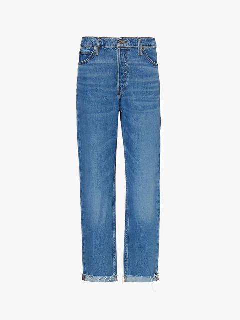 Le Mec faded-wash straight-leg high-rise recycled-denim jeans