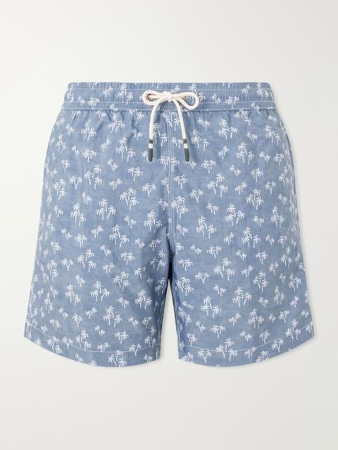 Hartford Straight-Leg Mid-Length Printed Swim Shorts Blue
