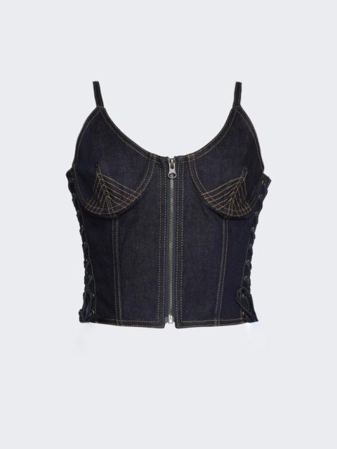Jean Paul Gaultier Flowers Corset Top Indigo