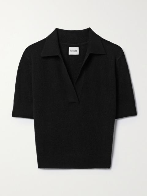 KHAITE Shrunken Jo cashmere-blend polo shirt Black