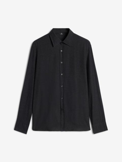 Cotton-Cashmere Button Up Shirt in Dark Grey