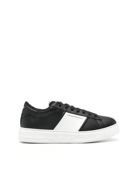 EMPORIO ARMANI logo-print leather sneakers