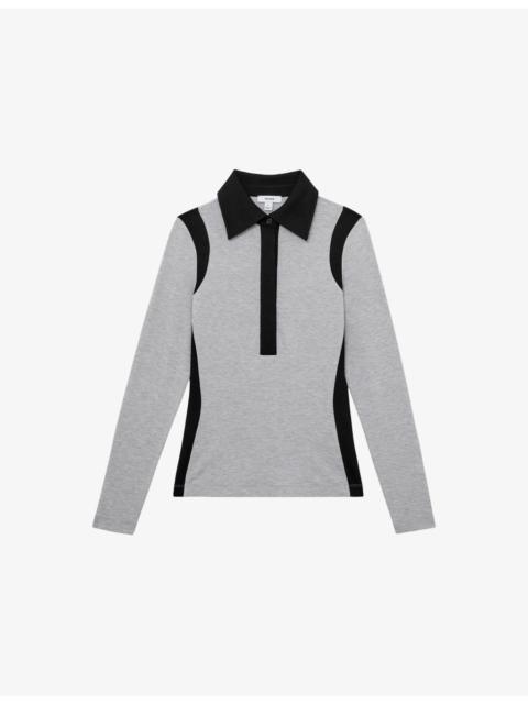 REISS Denise Colour-Block Stretch-Jersey Shirt