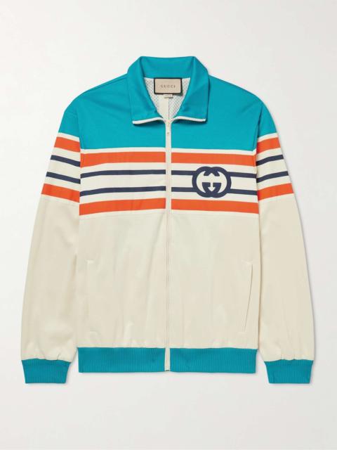 GUCCI Striped Canvas-Trimmed Tech-Jersey Track Jacket