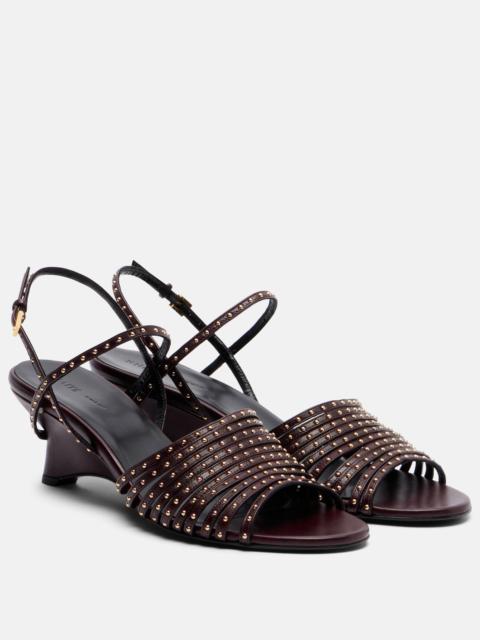 KHAITE Drew 35 studded leather wedge sandals