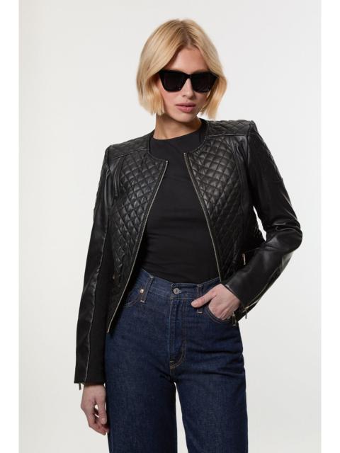 KAREN MILLEN Leather Quilted Biker Jacket
