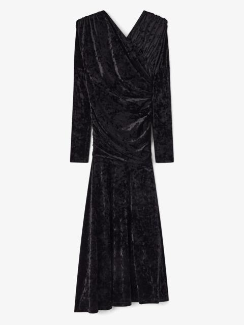 GANNI DRESS IN BLACK VELOUR RUCHED