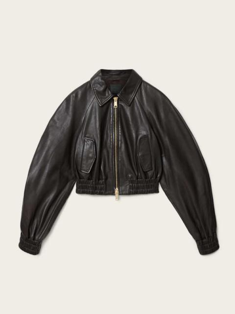 ALLSAINTS ANOUK CROPPED LEATHER BOMBER JACKET