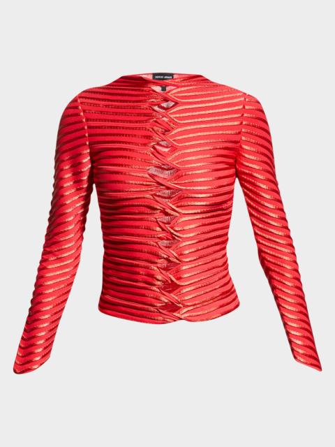 GIORGIO ARMANI Striped Twist-Cutout Top